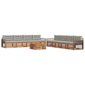 vidaXL Ensemble de canapés d'extérieur 9 Pièces Gris Naturel et Clair