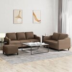vidaXL Ensemble de canapés 3 Pièces avec coussins Marron Tissu