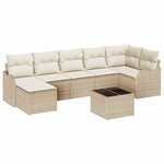 vidaXL Ensemble de canapé de jardin 8 Pièces Beige Poly rotin