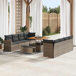 vidaXL Ensemble de canapé de jardin 11 Pièces Gris polyrotin