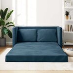 vidaXL Canapé-lit 2 en 1 bleu 122x204x55 cm velours