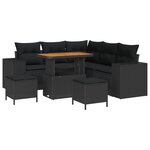 vidaXL Ensemble de canapé de jardin avec coussin 8 Pièces Noir polyrotin