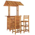 vidaXL Ensemble de bar de jardin 3 Pièces Bois d'acacia solide