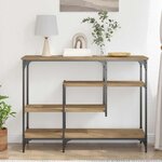 vidaXL Table Console avec étagère chêne artisanal 100 x 35 x 75 cm