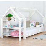 Lit cabane avec étagère 90 x 160 blanc