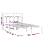 vidaXL Cadre de lit métal sans matelas et tête de lit blanc 140x200 cm