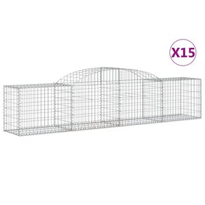 vidaXL Paniers à gabions arqués 15 Pièces 300x50x60/80 cm fer galvanisé