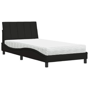 vidaXL Lit avec matelas Hanko noir 100x200 cm tissu