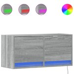 vidaXL Meuble TV mural avec lumières LED sonoma gris 80x31x35 cm