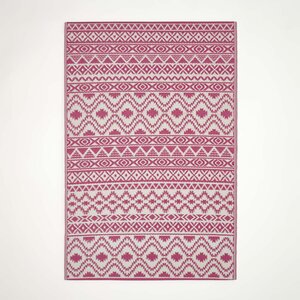 Tapis extérieur terrasse réversible - Tapis de jardin imperméable et résistant UV - Tia - Rose - 120x180 cm - HOMESCAPES
