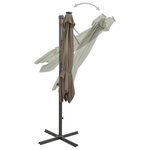 vidaXL Parasol de jardin en porte-à-faux et mât et lumières LED taupe