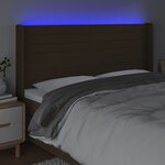 vidaXL Tête de lit à LED Marron foncé 203x16x118/128 cm Tissu