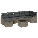 Ensemble de Canapé de Jardin de 8 Pièces avec Coussins en Rattan Gris Poly