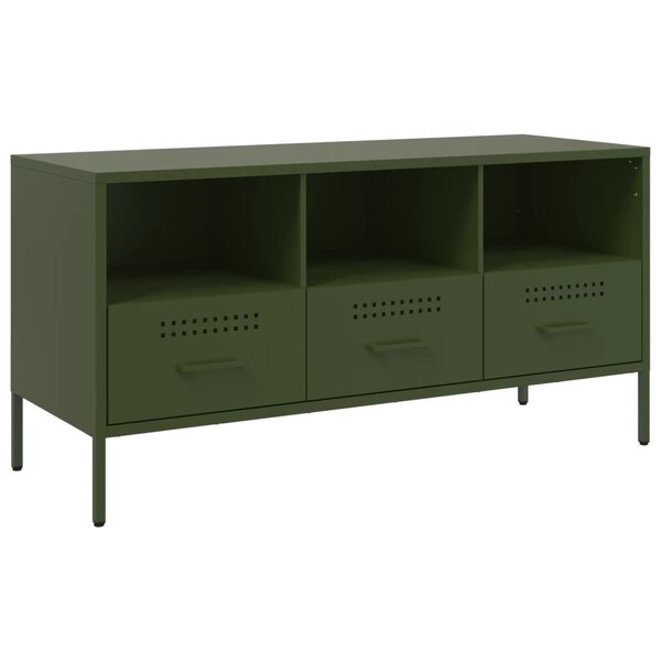 vidaXL Meuble TV vert olive 100 5x39x50 5 cm acier