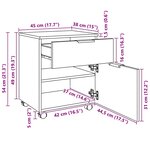 vidaXL Classeur mobile avec roues Sonoma gris 45x38x54 cm Bois