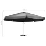 vidaXL Parasol d'extérieur avec mât en aluminium 600 cm Anthracite