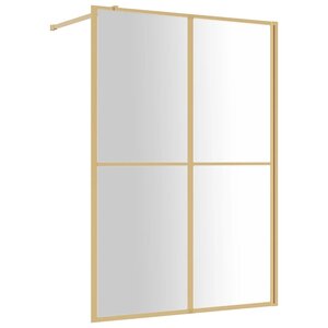 vidaXL Paroi de douche avec verre ESG transparent doré 140x195 cm
