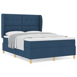 Lit Box Spring vidaXL avec Matelas - Bleu  160x200 cm  Tissu