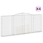 vidaXL Paniers à gabions arqués 4 Pièces 400x30x160/180 cm Fer galvanisé