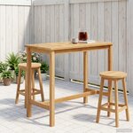 vidaXL Table de bar Naturel 110 x 60 x 105 cm Teck Massif