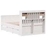 vidaXL Lit bibliothèque sans matelas blanc 135x190 cm bois pin massif