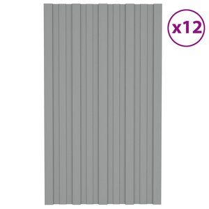 vidaXL Panneaux de toiture 12 Pièces Acier galvanisé Gris 80x45 cm