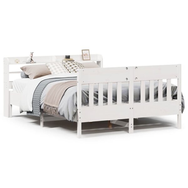 vidaXL Cadre de lit sans matelas blanc 140x190 cm bois de pin massif