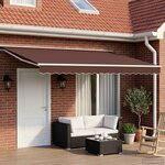 vidaXL Cadre de store manuel avec LEDs Marron et blanc 4 5 × 3 m