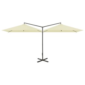 vidaXL Parasol de jardin double avec mât en acier Sable 600x300 cm