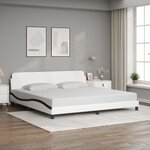 vidaXL Cadre de lit Dover blanc et noir 200x200 cm similicuir