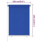 vidaXL Store roulant d'extérieur 100x140 cm Bleu PEHD