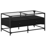 vidaXL Table basse avec dessus en verre noir 98 5x50x45 cm acier