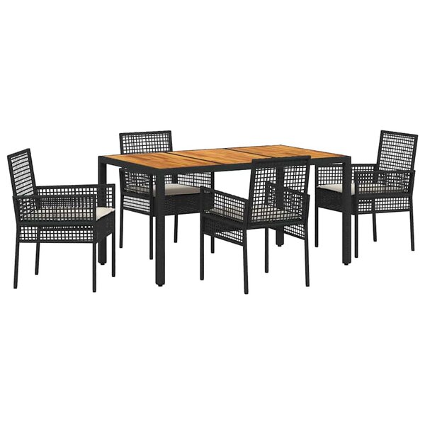 vidaXL Ensemble de salle à manger pour jardin 5 Pièces Noir Poly rotin