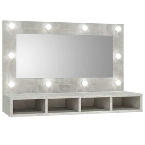 vidaXL Armoire à miroir avec LED Gris béton 90x31 5x62 cm