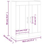 vidaXL Armoire murale chêne fumé 69 5x34x90 cm
