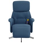 vidaXL Fauteuil inclinable de massage avec repose-pieds bleu tissu
