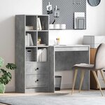 vidaXL Bureau avec tiroir avec étagère avec stockage 2 Pièces Gris béton