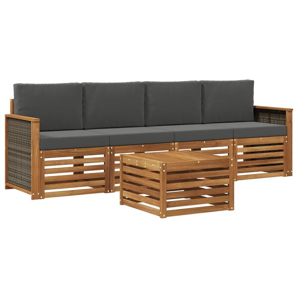 vidaXL Ensemble de canapés d'extérieur 5 pc Naturel et Anthracite