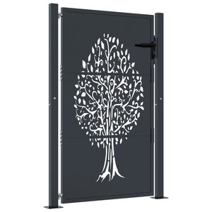 vidaXL Portail de jardin anthracite 105x130cm acier conception d'arbre