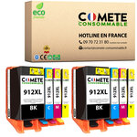912XL - 8 cartouches d'encre compatibles avec HP 912 XL - COMETE