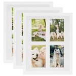 vidaXL Cadres photo 3D 3 Pièces Blanc 28x35 cm pour photos 4x(10x15 cm)