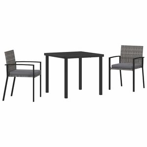 vidaXL Ensemble de salle à manger pour jardin 3 Pièces Gris Poly rotin