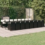 vidaXL Ensemble à manger de jardin 17 Pièces coussins noir résine tressée