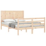 vidaXL Cadre de lit avec tête de lit 160x200 cm bois massif