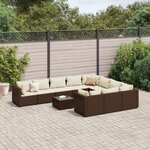 vidaXL Salon de jardin et coussins 11 Pièces marron résine tressée
