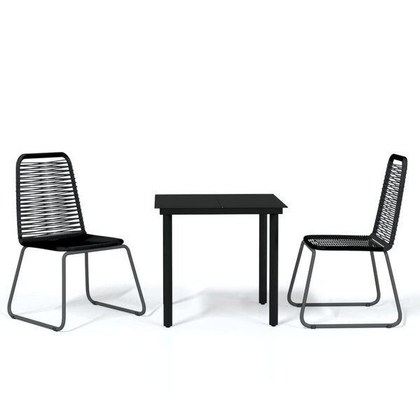 vidaXL Ensemble à manger de jardin 3 Pièces Noir