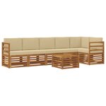 vidaXL Ensemble de canapés d'extérieur 7 pc Naturel et Beige Polyester