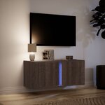 vidaXL Meuble TV mural avec lumières LED chêne marron 80x31x35 cm