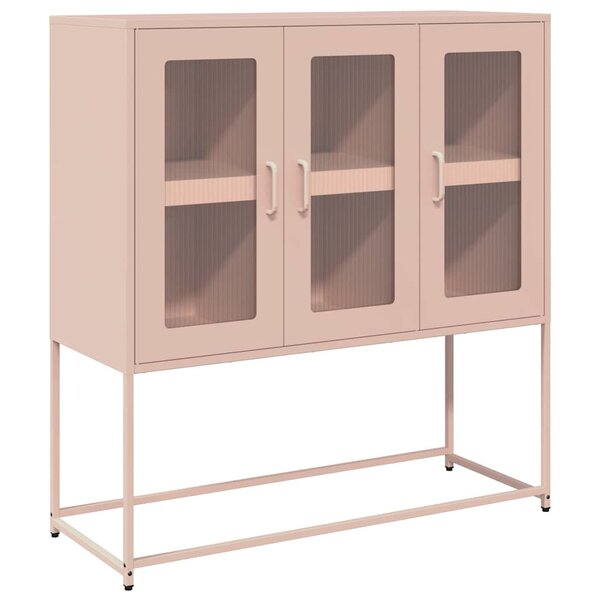 vidaXL Buffet rose 100 5x39x107 cm acier laminé à froid