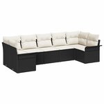 vidaXL Ensemble de canapé de jardin avec coussin 7 Pièces Noir polyrotin